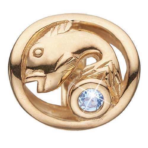 Christina Collect vergoldetes Silber Fisch Tierkreiszeichen mit weißem Stein (19. März - 19. März)